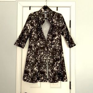 Joseph Ribkoff | Gray and Beige Printed Micro Twill Jacket | Size 8